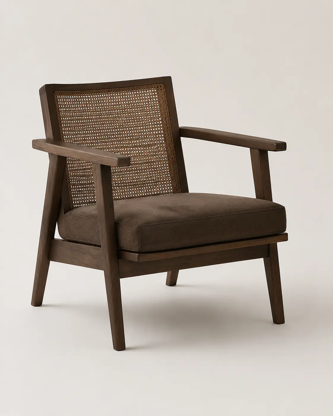 Oak lounge chair with natural linen upholstery